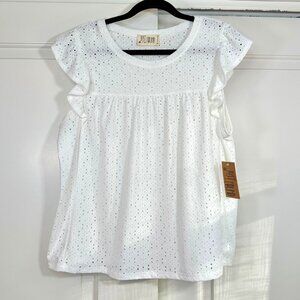 Just Found White Eyelet Embroidery Butterfly Sleeve Top XL - NEW
